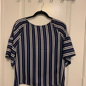 blue and white stripped shirt